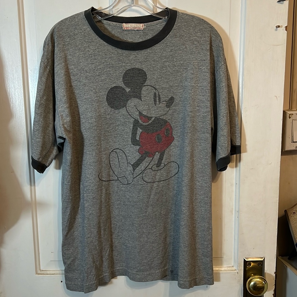 Authentic Gray Disney “Ink Paint” Mickey Mouse tee shirt
